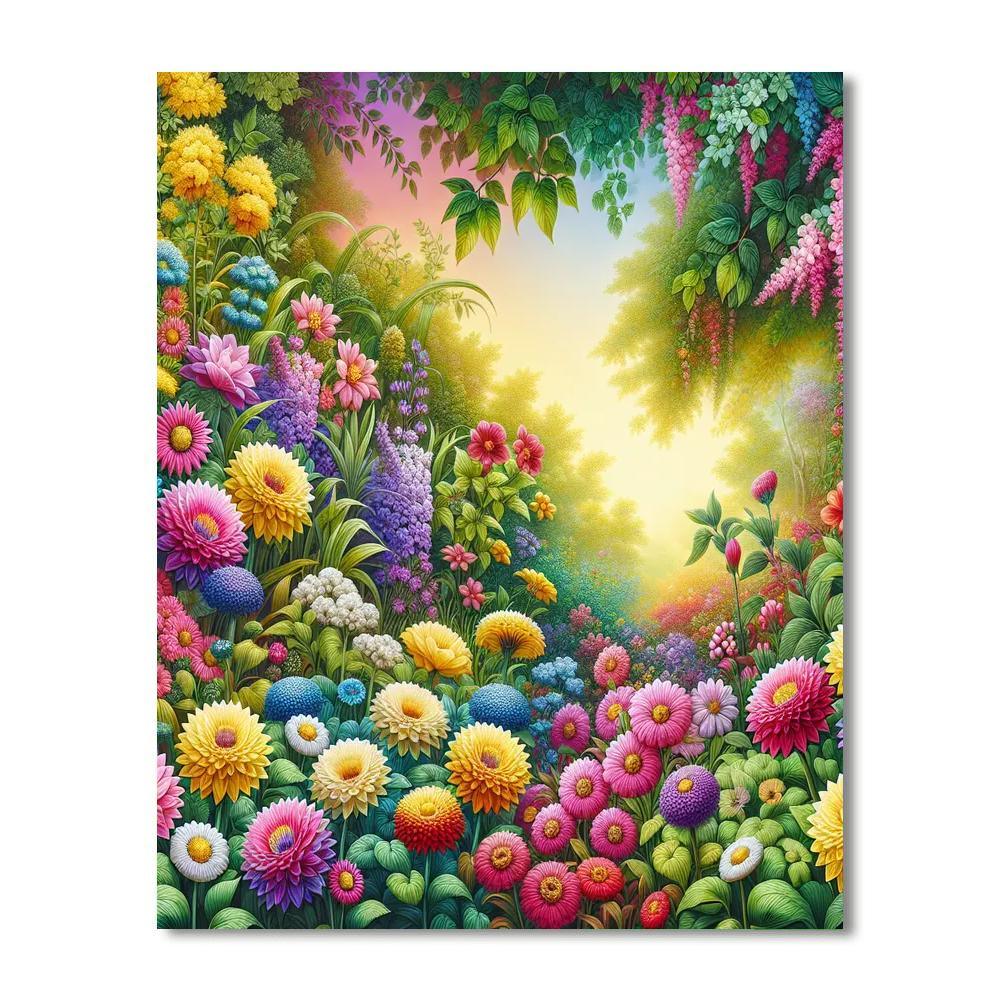 Colorful Garden Blooms Numbered Painting Kits