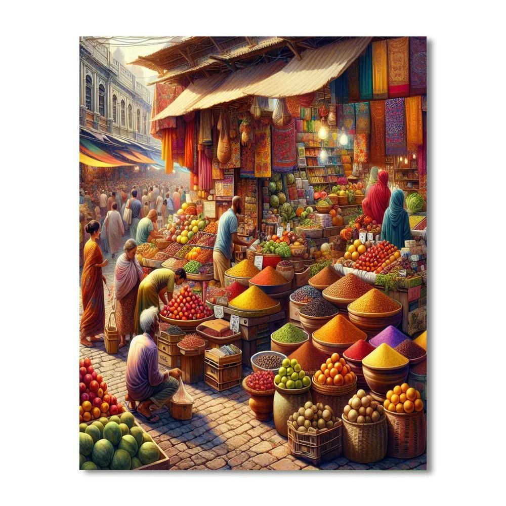 Colorful Market Street Paint By Number