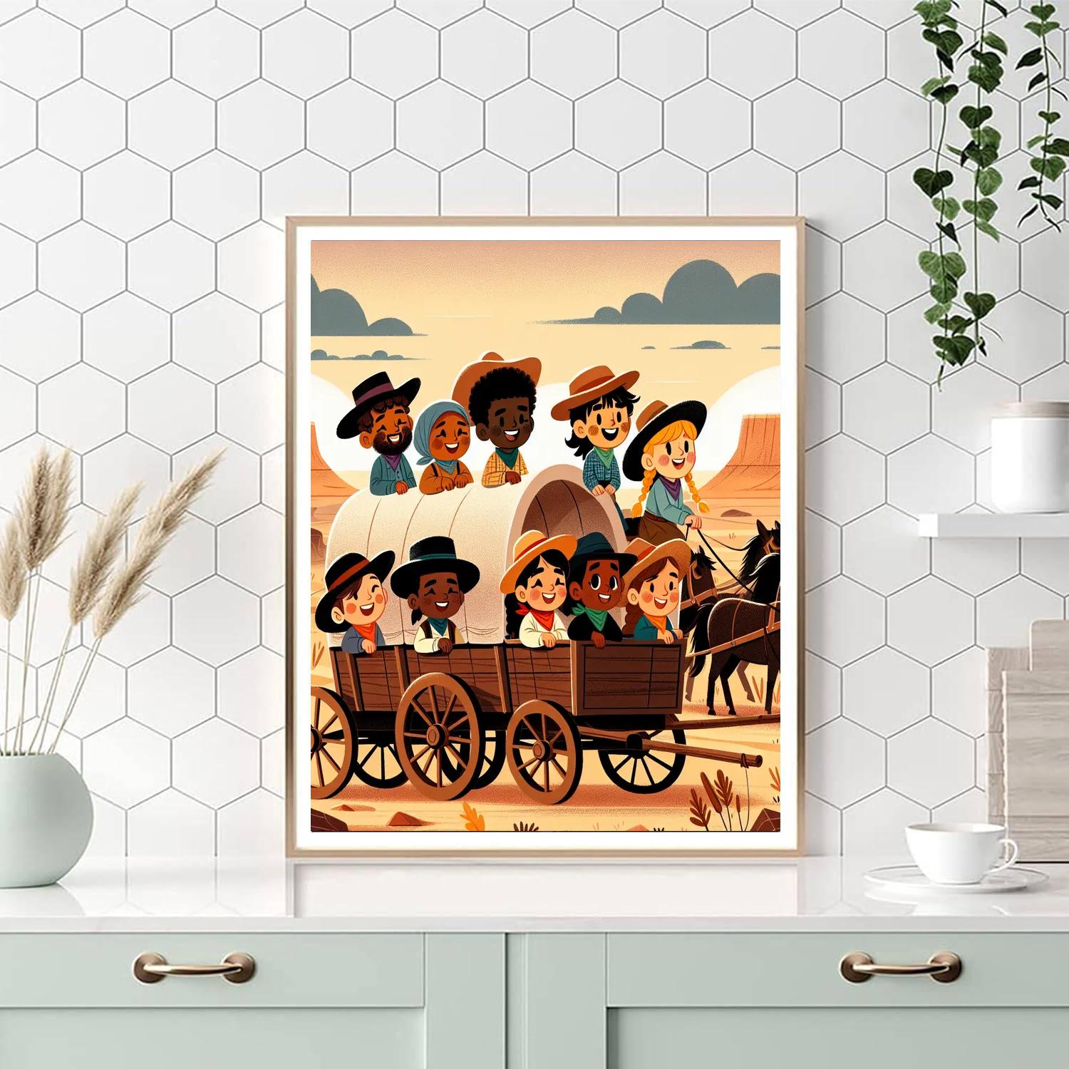Wild West Wagon Ride Paint By Numbers Art