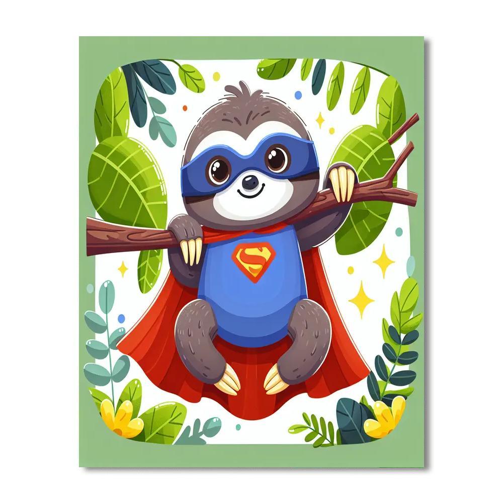 Superhero Sloth Paint By Numbers Art