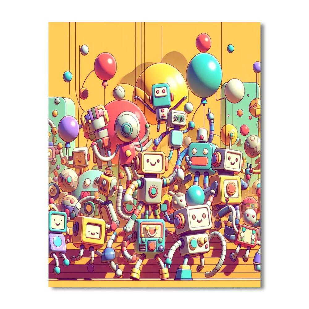 Jolly Robot Party Paint By Numbers
