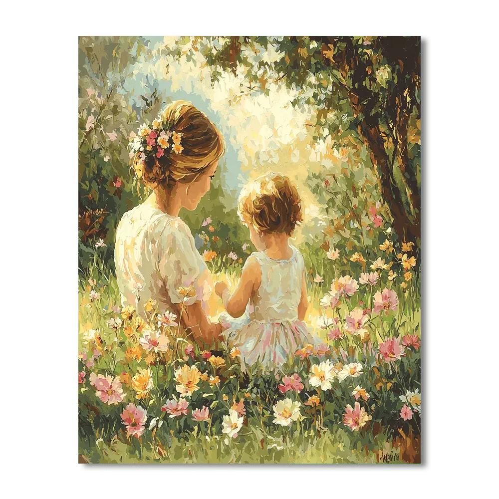 Mom And Me In The Flower Field Paint By Number