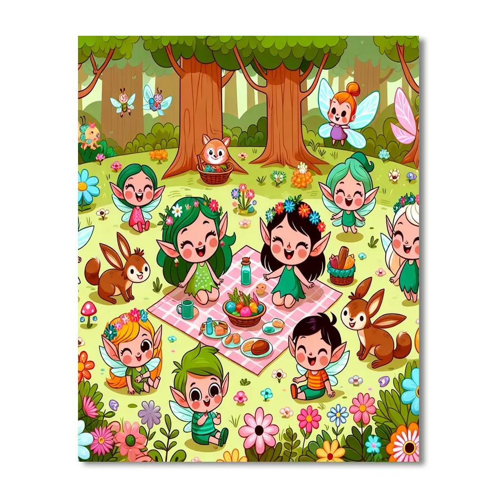 Forest Pixie Picnic Paint By Numbers Art