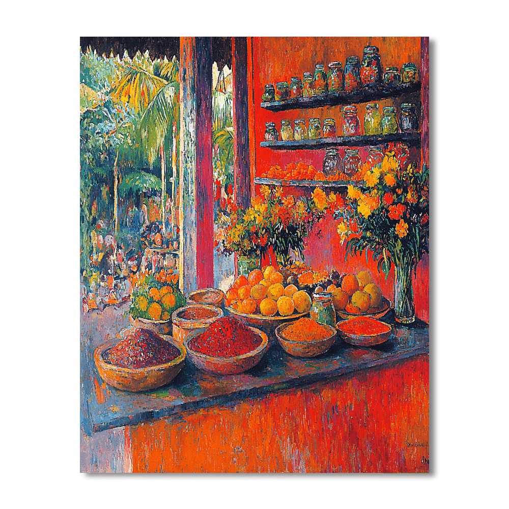 Paul Gauguin Inspired The Colorful Bazaar  Paint By Numbers Art