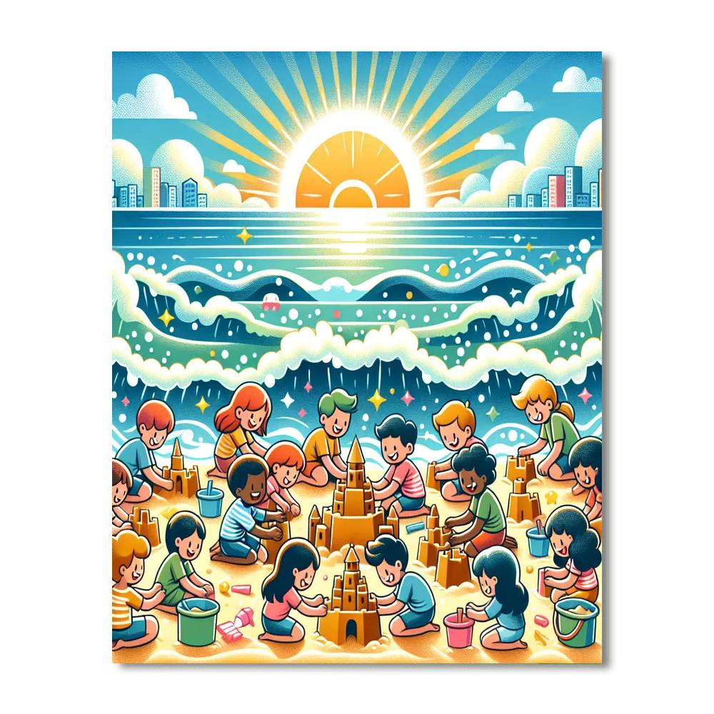 Bubbly Beach Fun Paint By Numbers Art