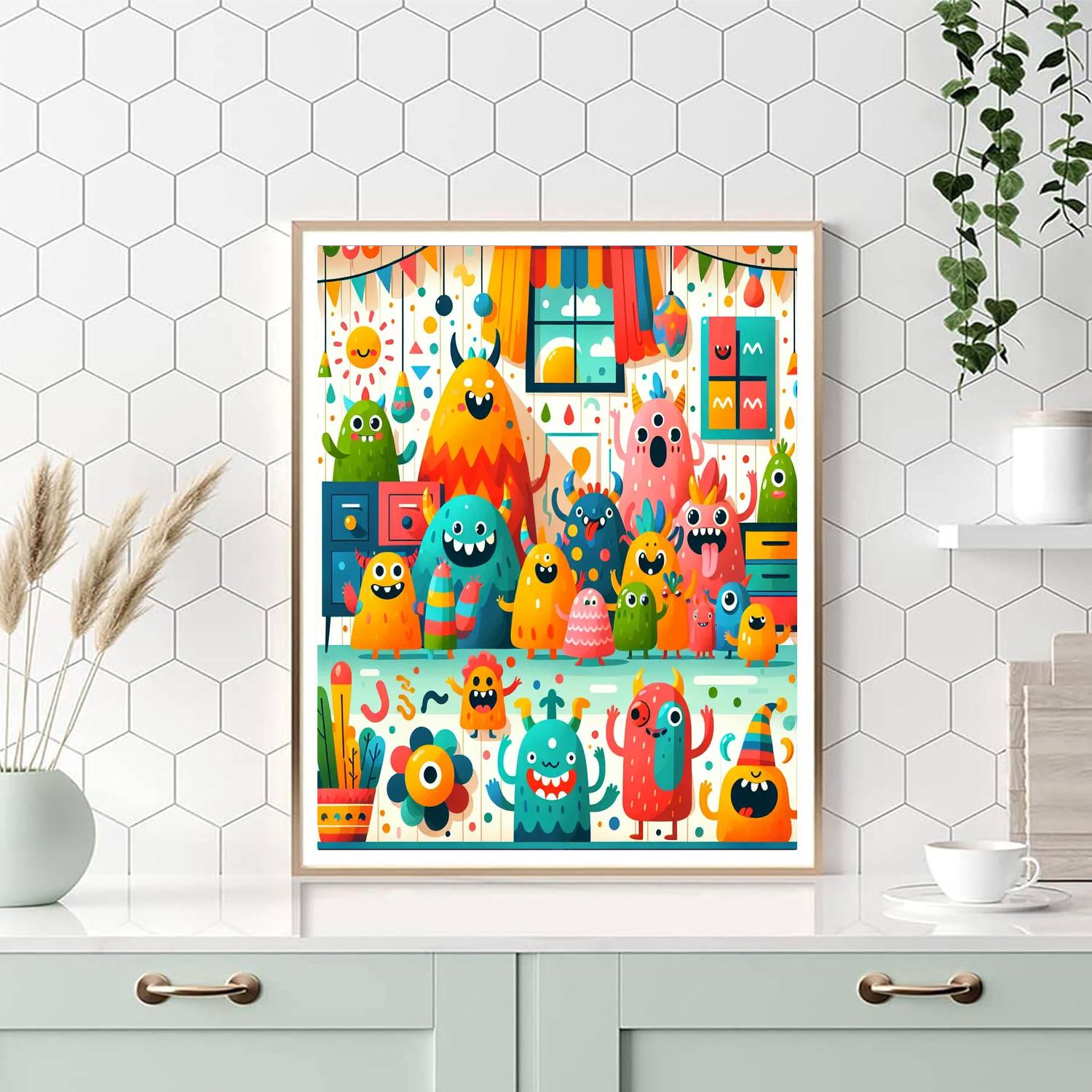 Friendly Monster Family DIY Paint By Numbers