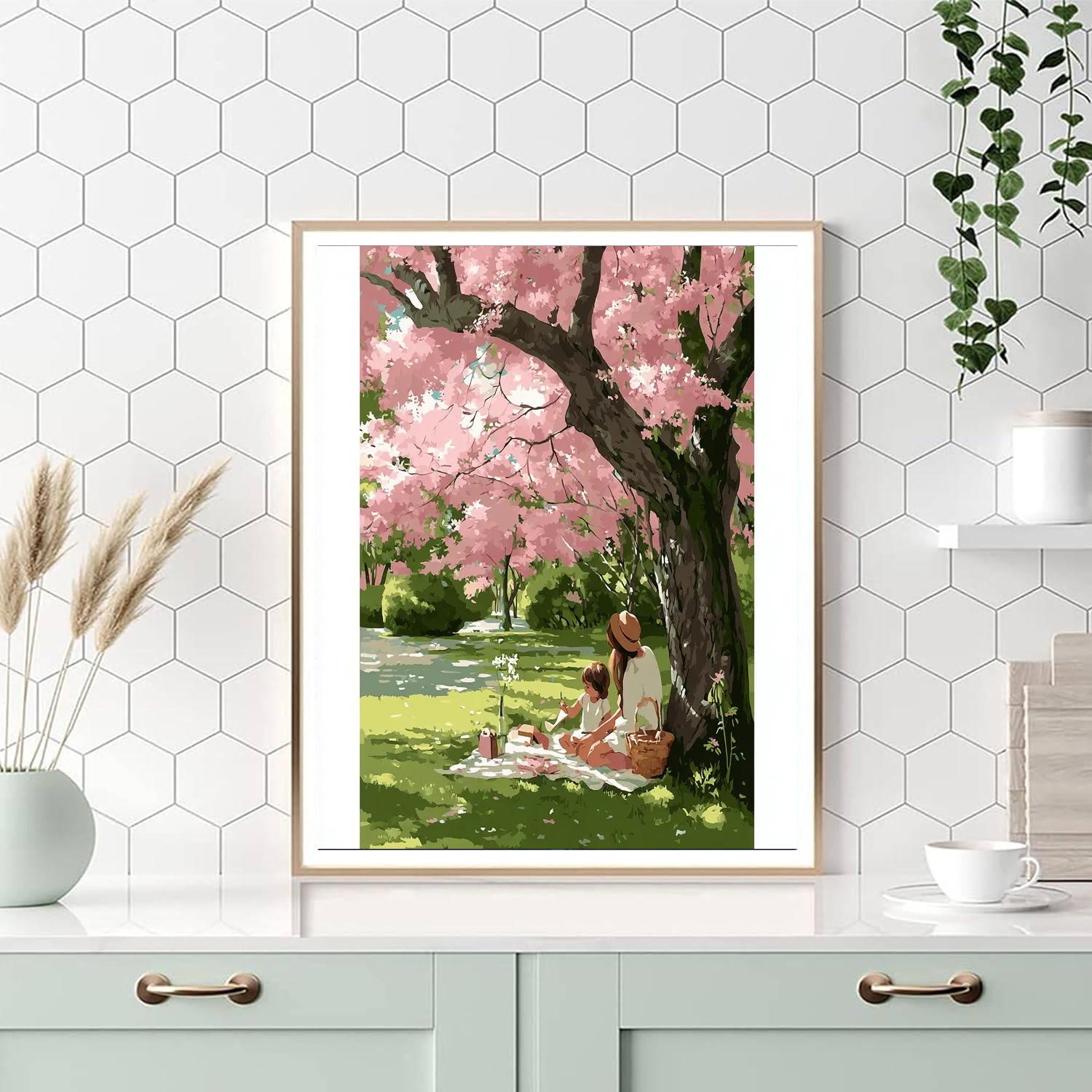 Sweet Moments Under The Cherry Blossoms Painting Number Kit