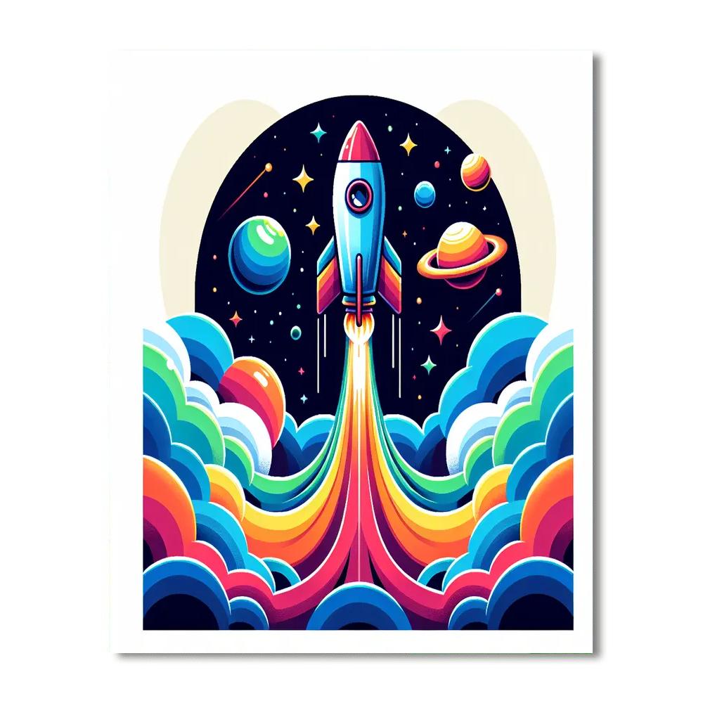 Rocket Launch Exploration DIY Paint By Numbers
