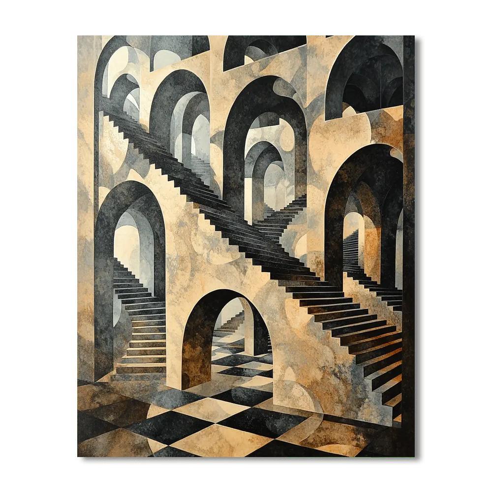 M.C. Escher Inspired The Paradox Of Space  Paint By Numbers