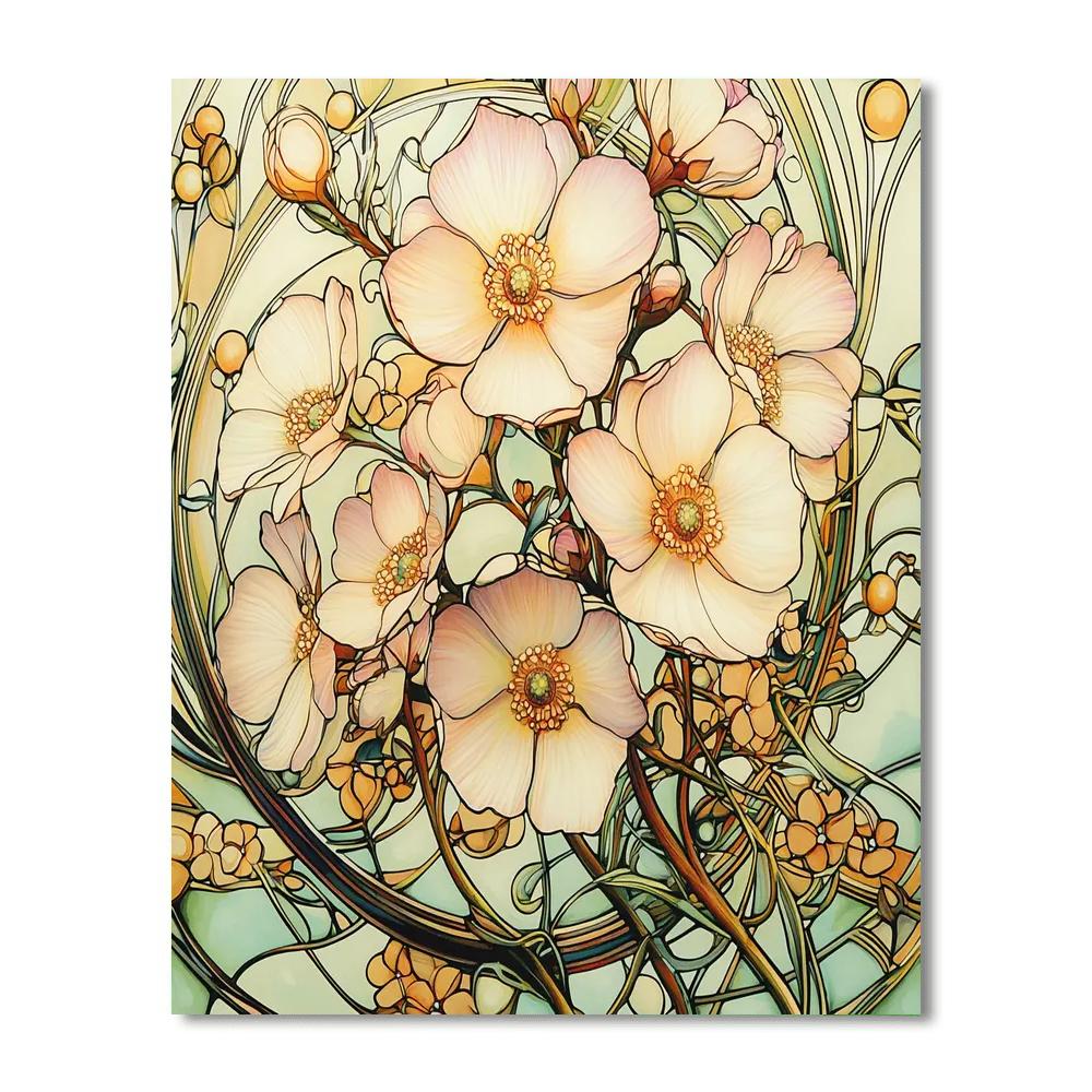Alphonse Mucha Inspired Echoes Of Eternal Blossoms  Paint By Numbers Kits