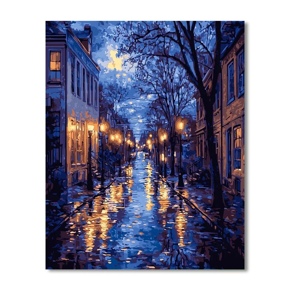 Edward Hopper Inspired Nocturnal Citylights Glow  Paint By Color