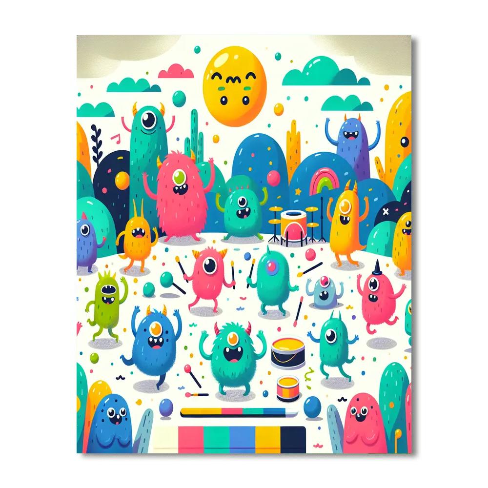 Funky Monster Mayhem Number Painting