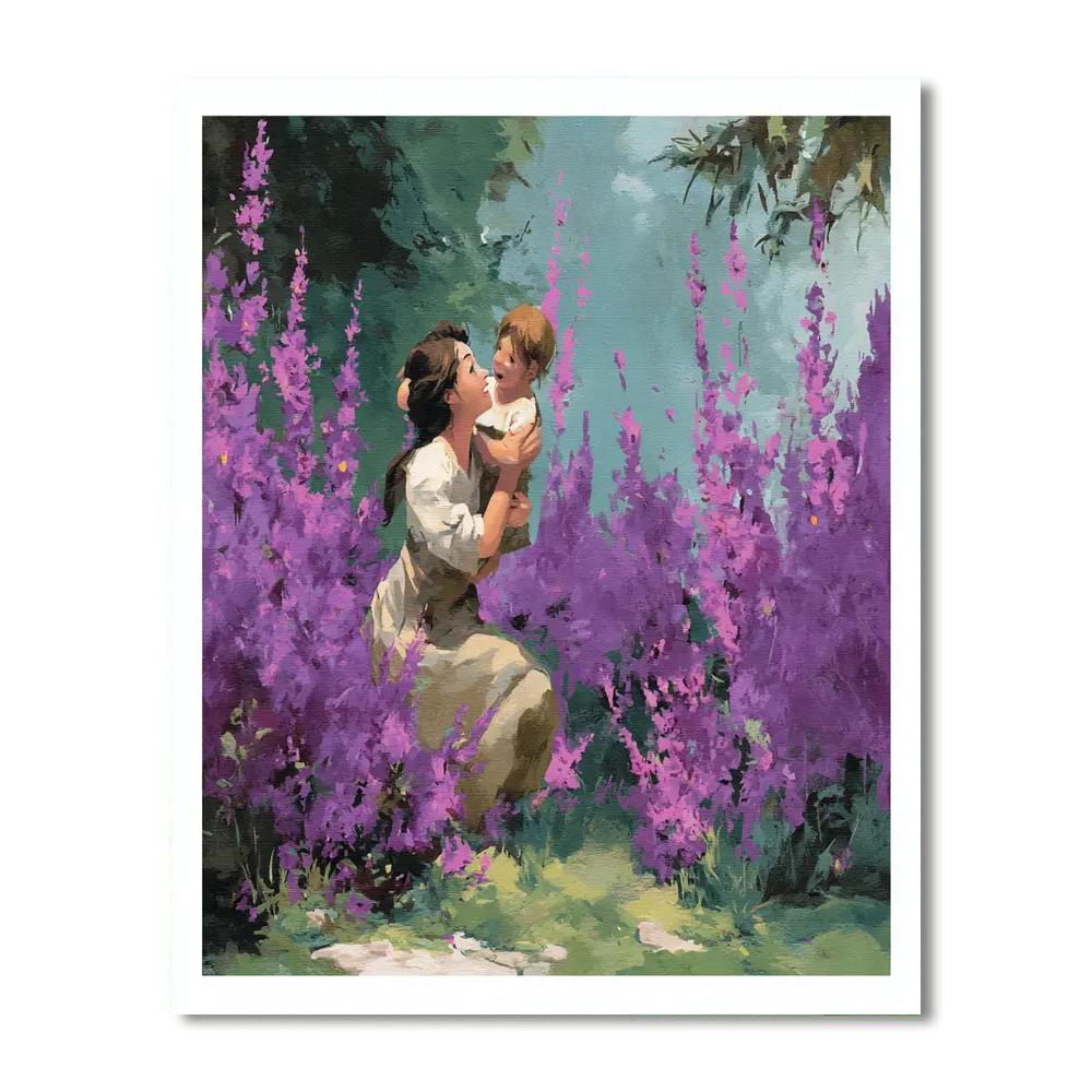 Mother And Child In The Lavender Field Paint By Number