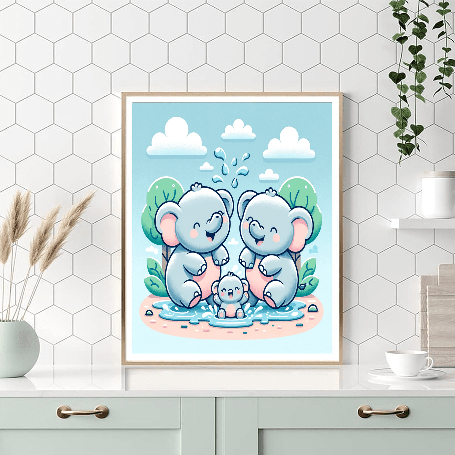 Playful Elephant Family Numbered Painting Kits