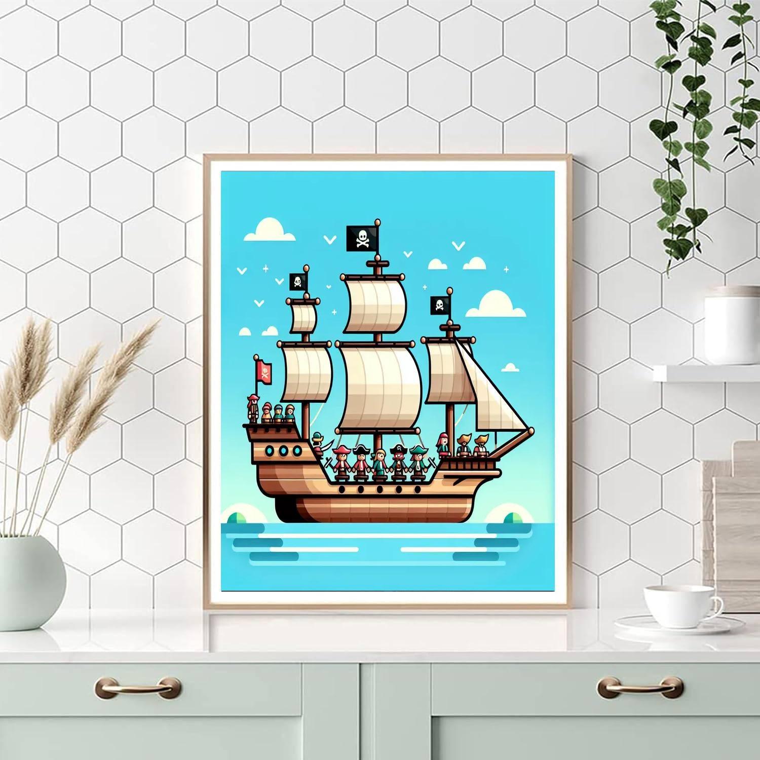 Brave Pirate Ship Adventure Painting Number Kit