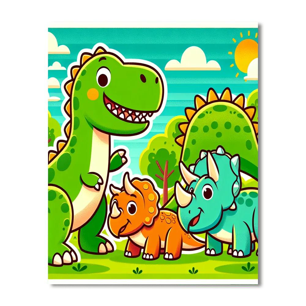 Daring Dinosaur Friends Numbered Painting Kits