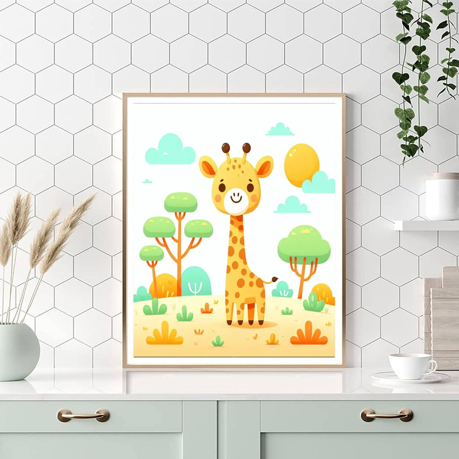 Joyful Giraffe's Savannah Journey Paint By Numbers Art