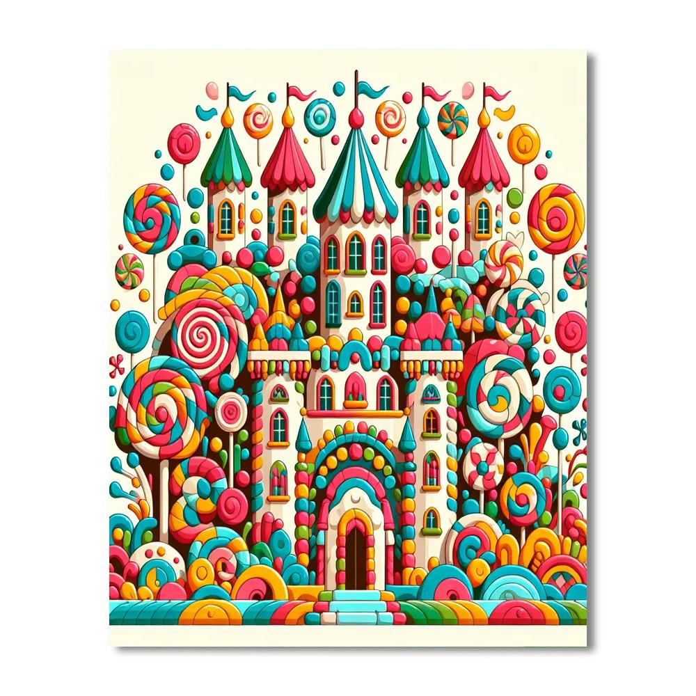 Colorful Candy Castle Numbered Painting Kits