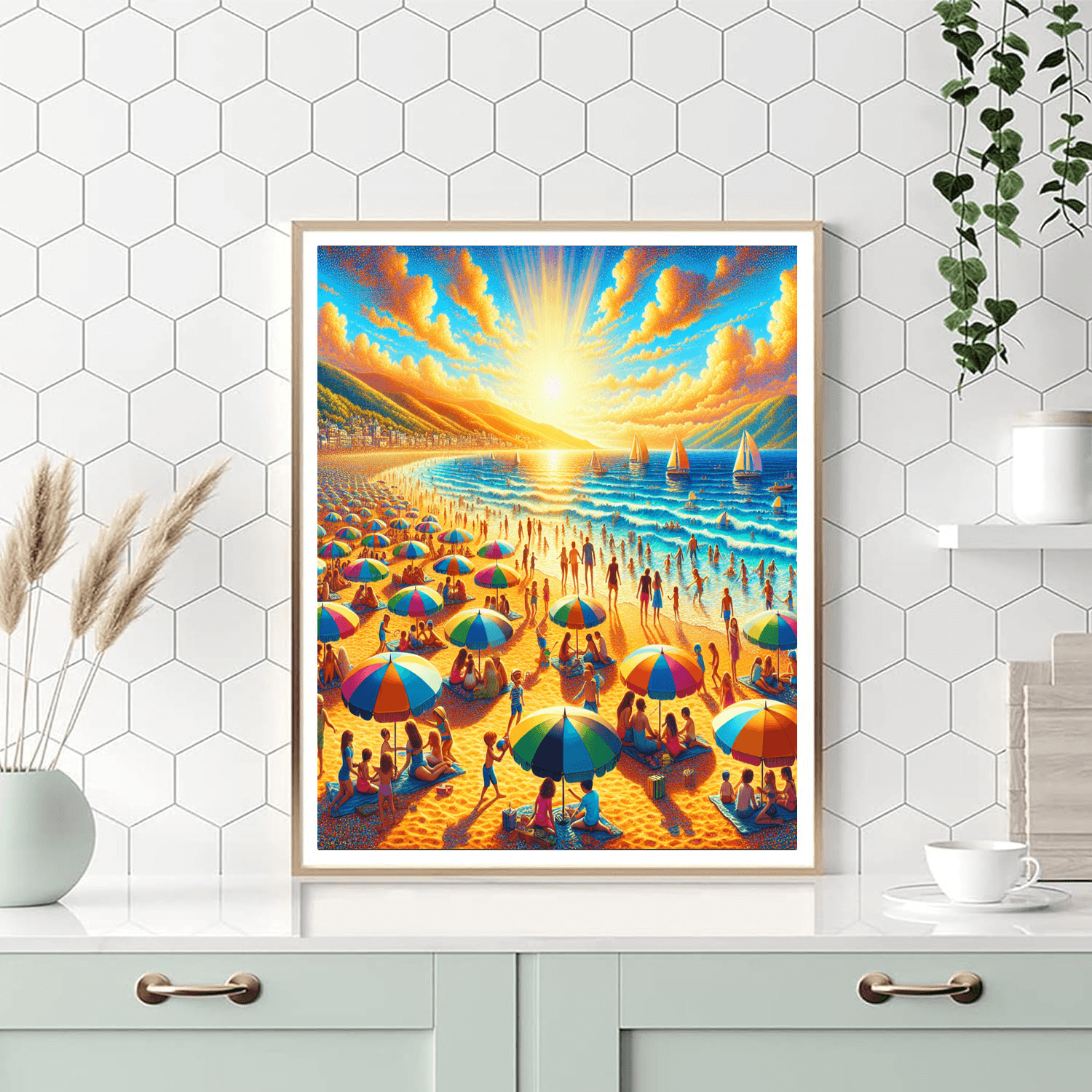 Joyful Summer Beach Day Number Painting