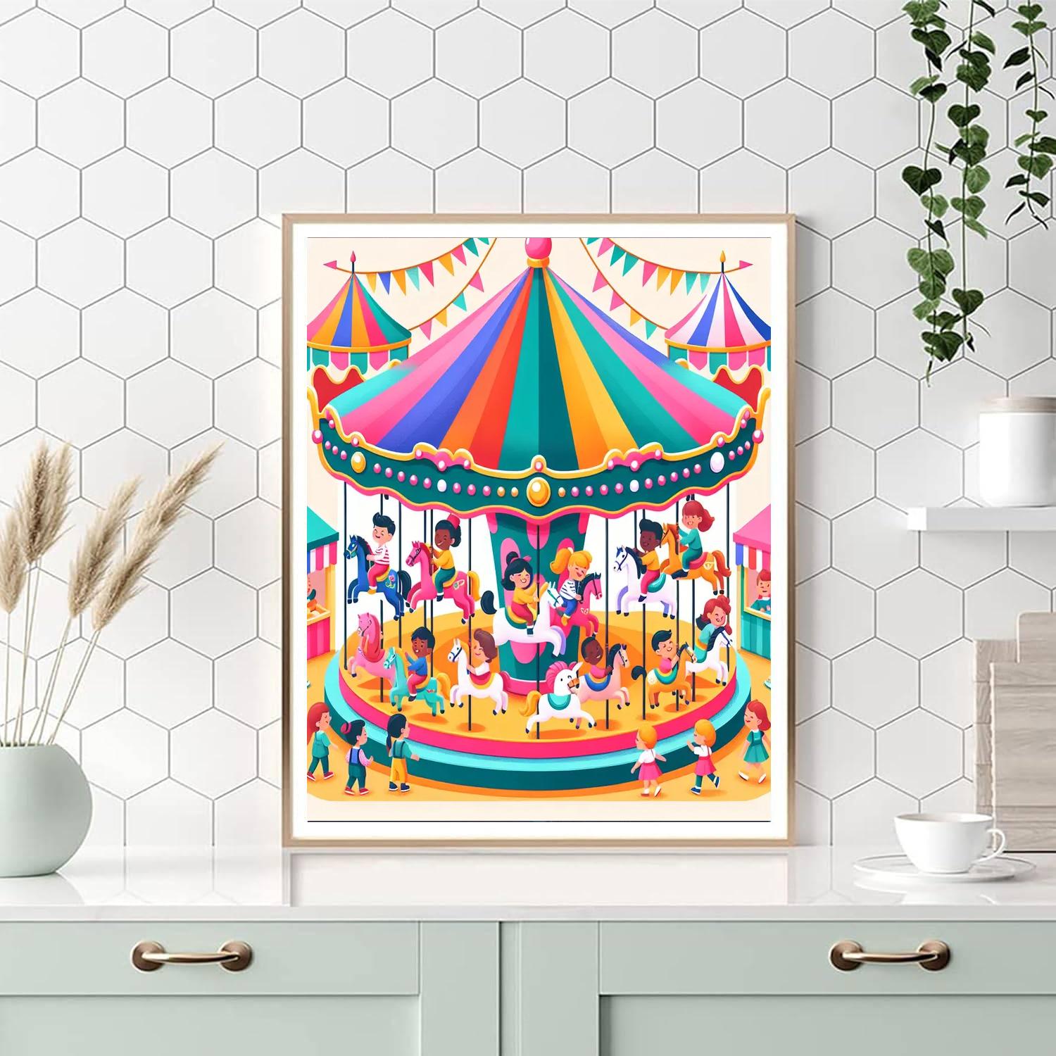 Merry Go Round Fun DIY Paint By Numbers