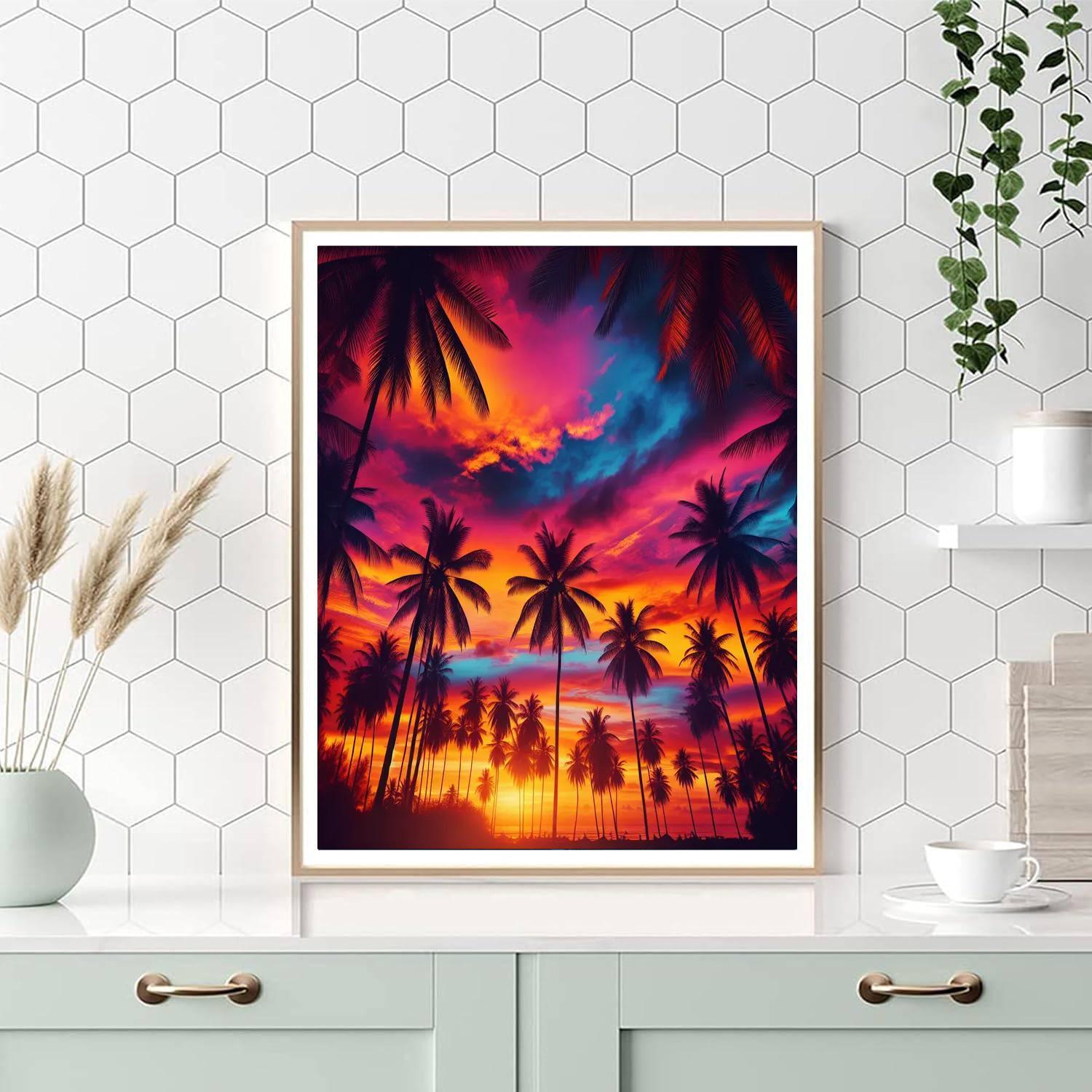 Tropical Paradise Sunset DIY Paint By Numbers