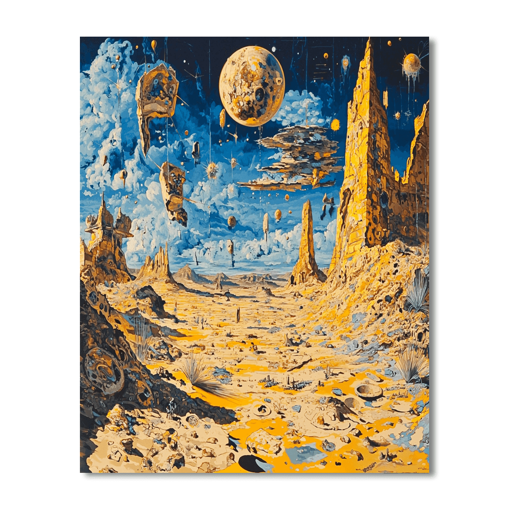 Magritte Inspired Surrealist Desert Mirage - DIY Painting By Numbers Kit