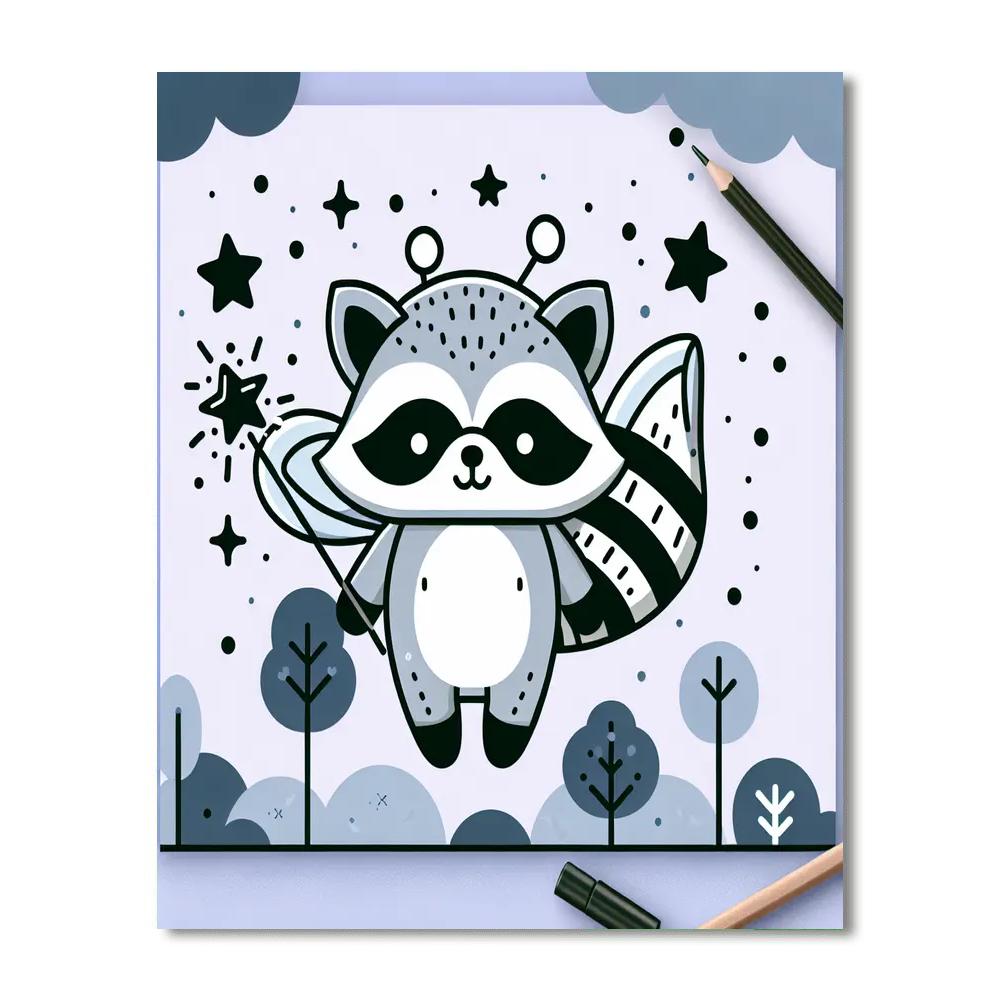 Forest Fairy Raccoon Number Painting