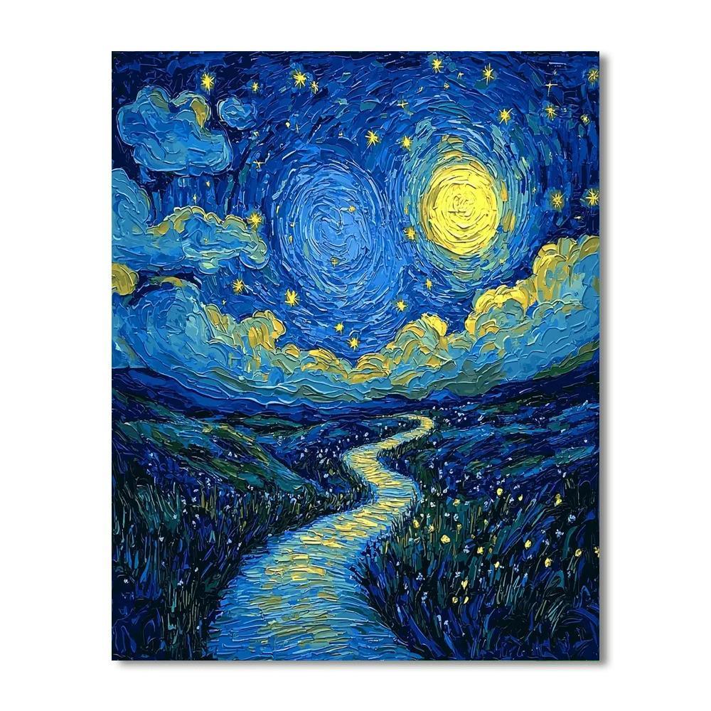 Vincent Van Gogh Inspired Starlit Pathways  Paint By Numbers
