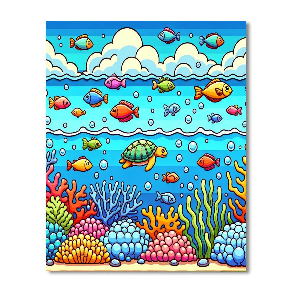 Splashy Sea Life Paint By Numbers Art