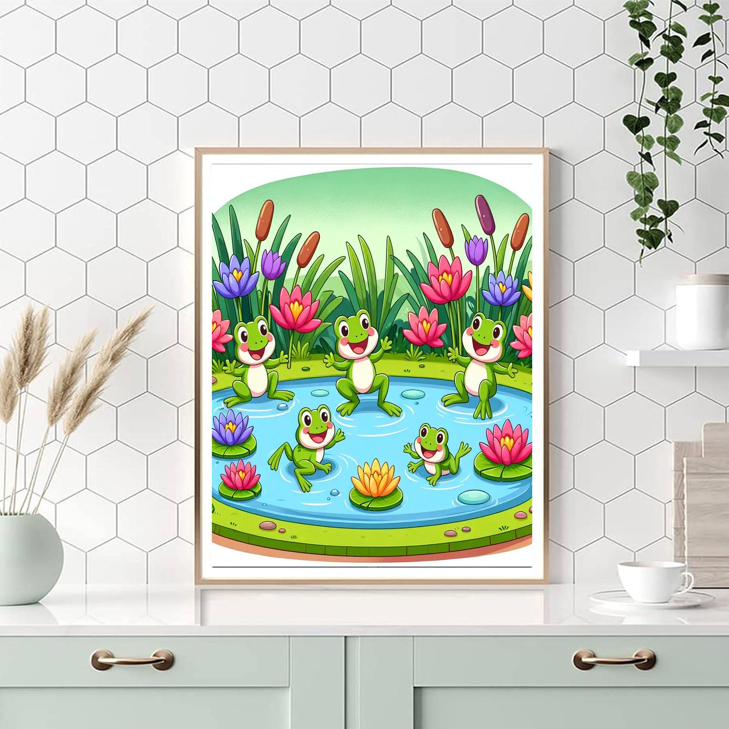 Friendly Froggy Pond Paint By Numbers Art