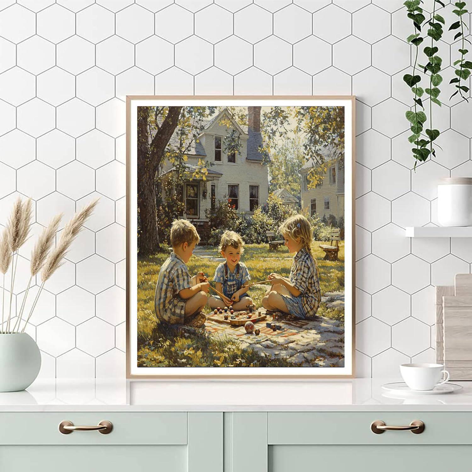 Norman Rockwell Inspired Whimsical Childhood Memories  Paint By Numbers