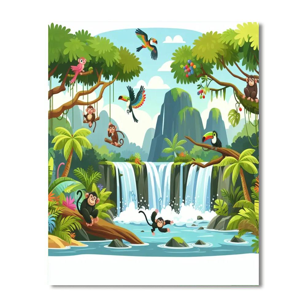 Jungle Waterfall Adventure Paint By Number