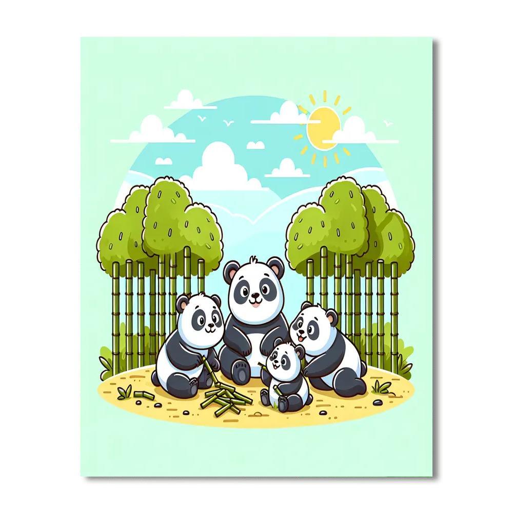Friendly Panda Family Paint By Numbers Art