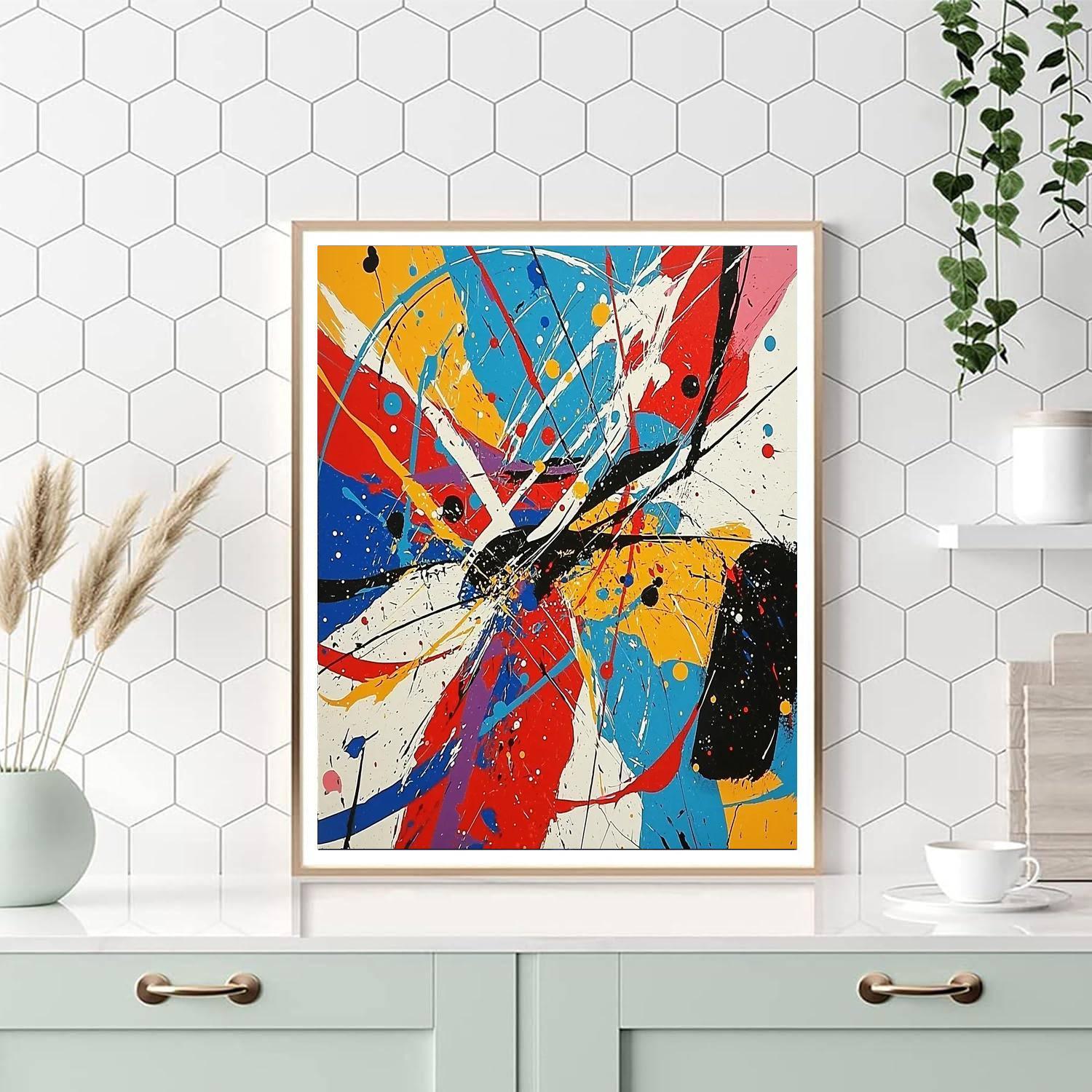 Pollock Inspired Vibrant Abstract Journey  Painting By Numbers Kit