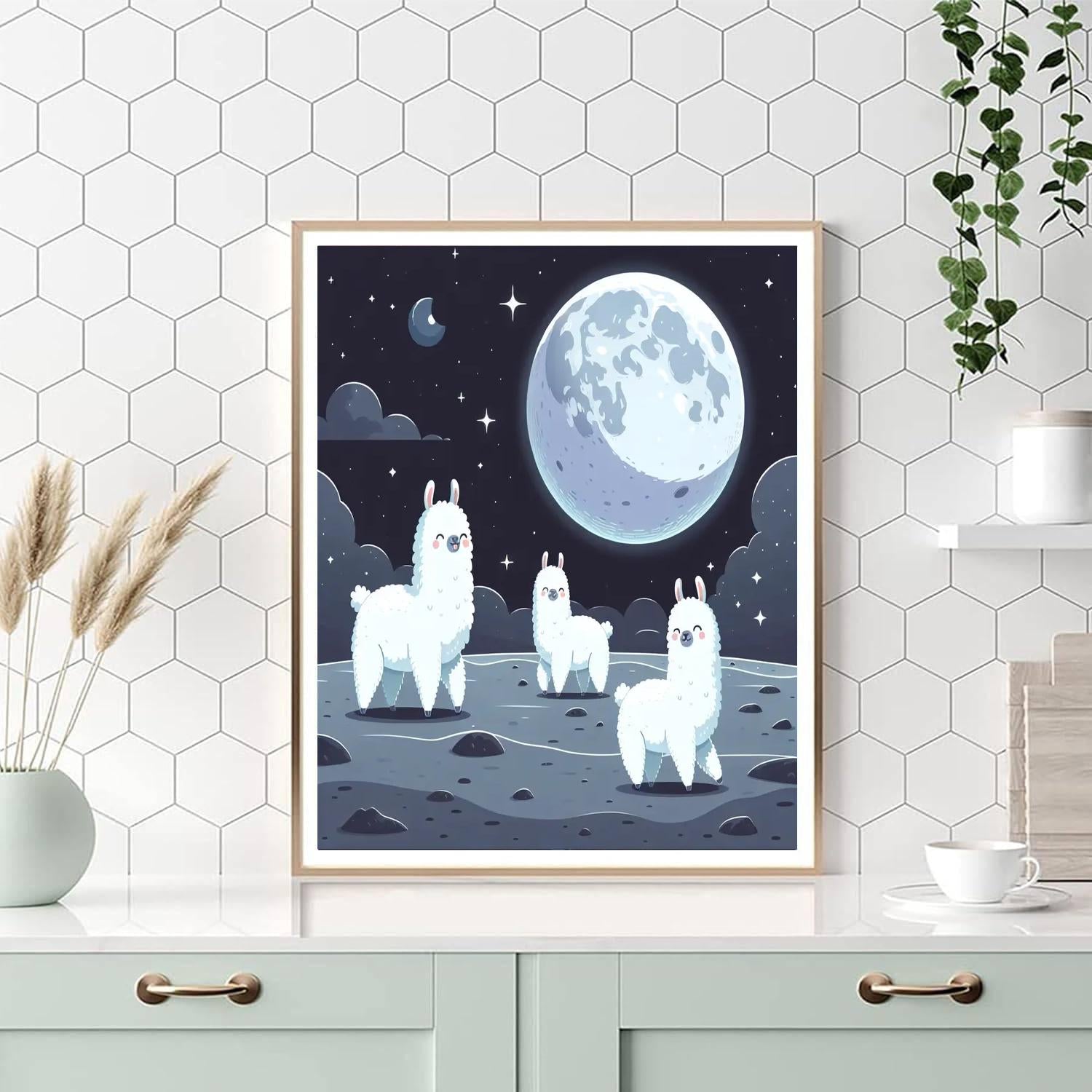 Luminous Lunar Llamas Numbered Painting Kits