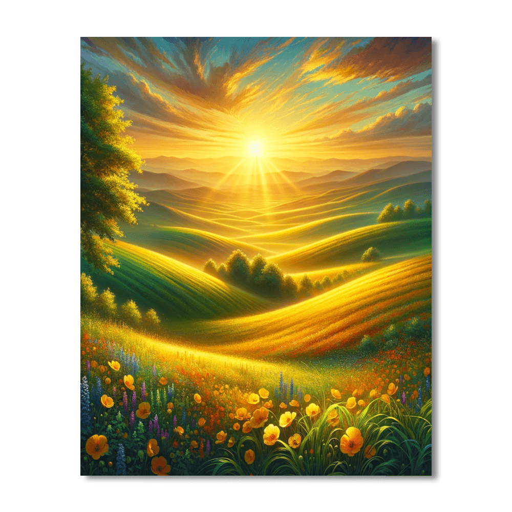 Golden Sunrise In The Countryside Paint By Numbers Kits