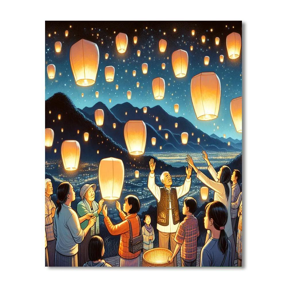 Floating Lantern Festival - Taiwan Paint By Numbers Art