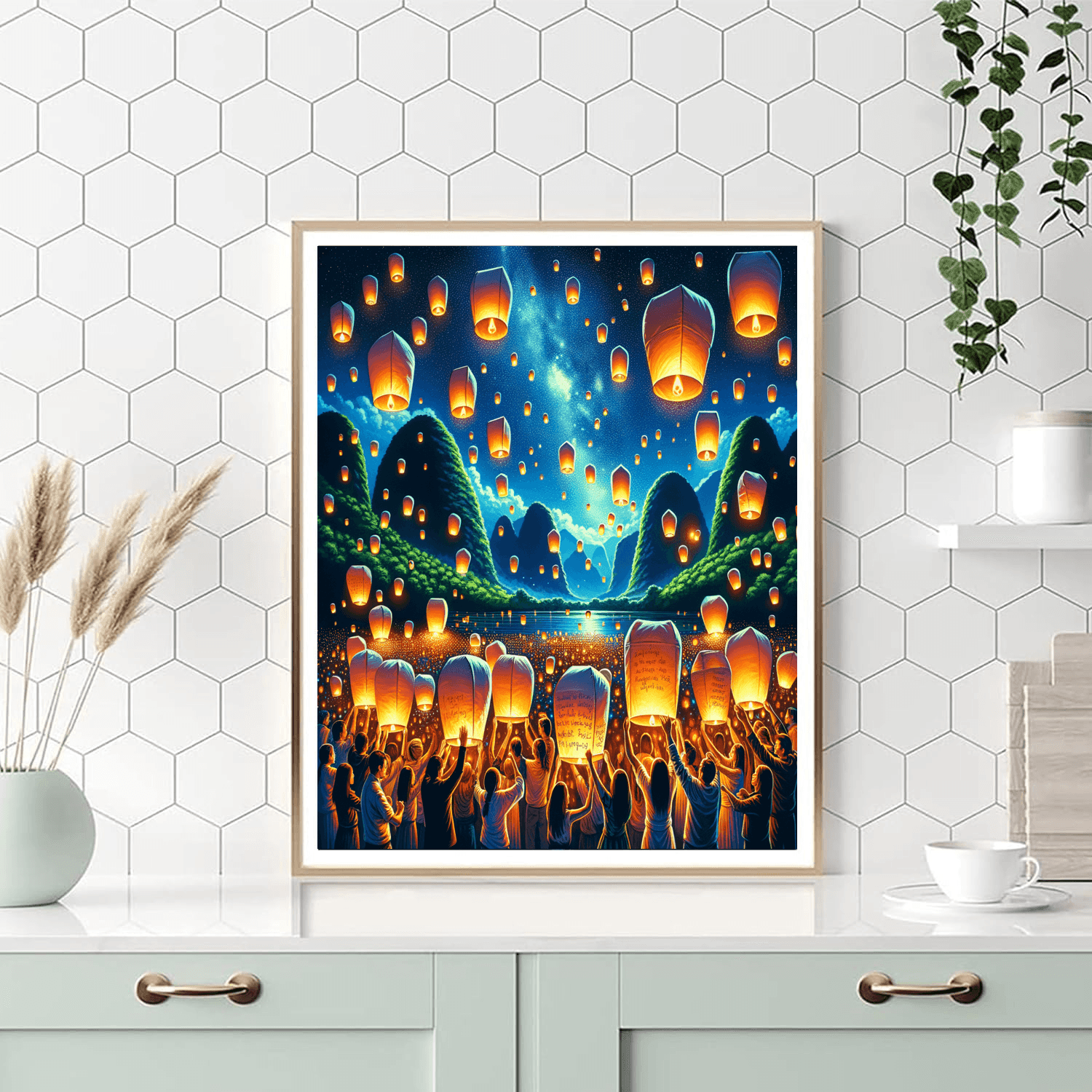 Pingxi Sky Lantern Festival Painting By Numbers Kit