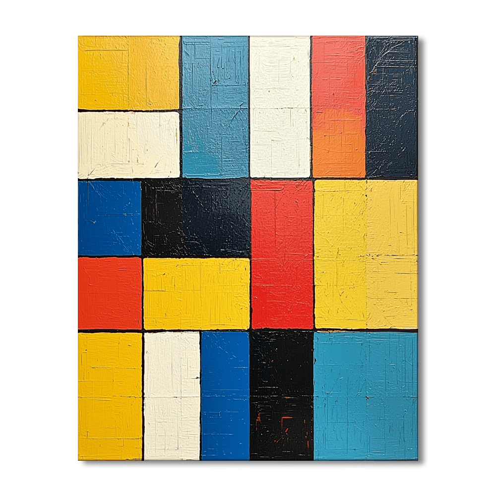 Piet Mondrian Inspired Geometric Paradise  Paint By Numbers Kits