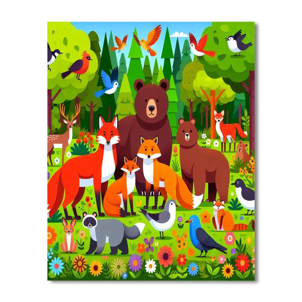 Forest Animal Kingdom Number Painting