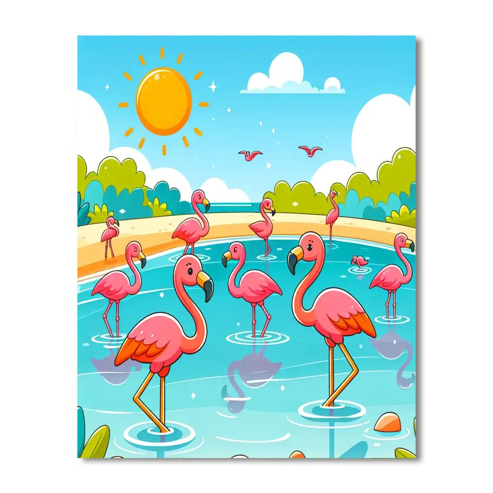 Frolicsome Flamingos Numbered Painting Kits