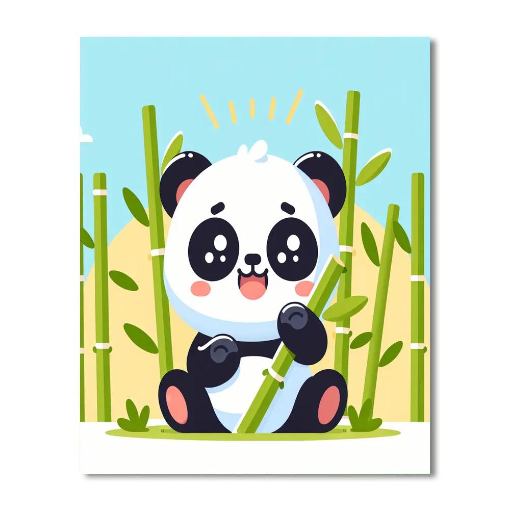 Playful Panda's Bamboo Grove Paint By Numbers Art