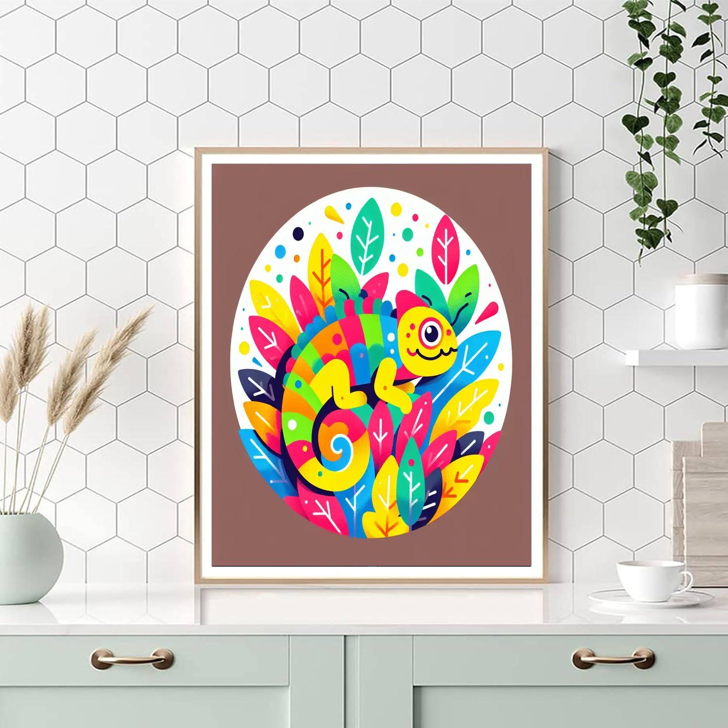 Colorful Chameleon Hide And Seek Painting Number Kit