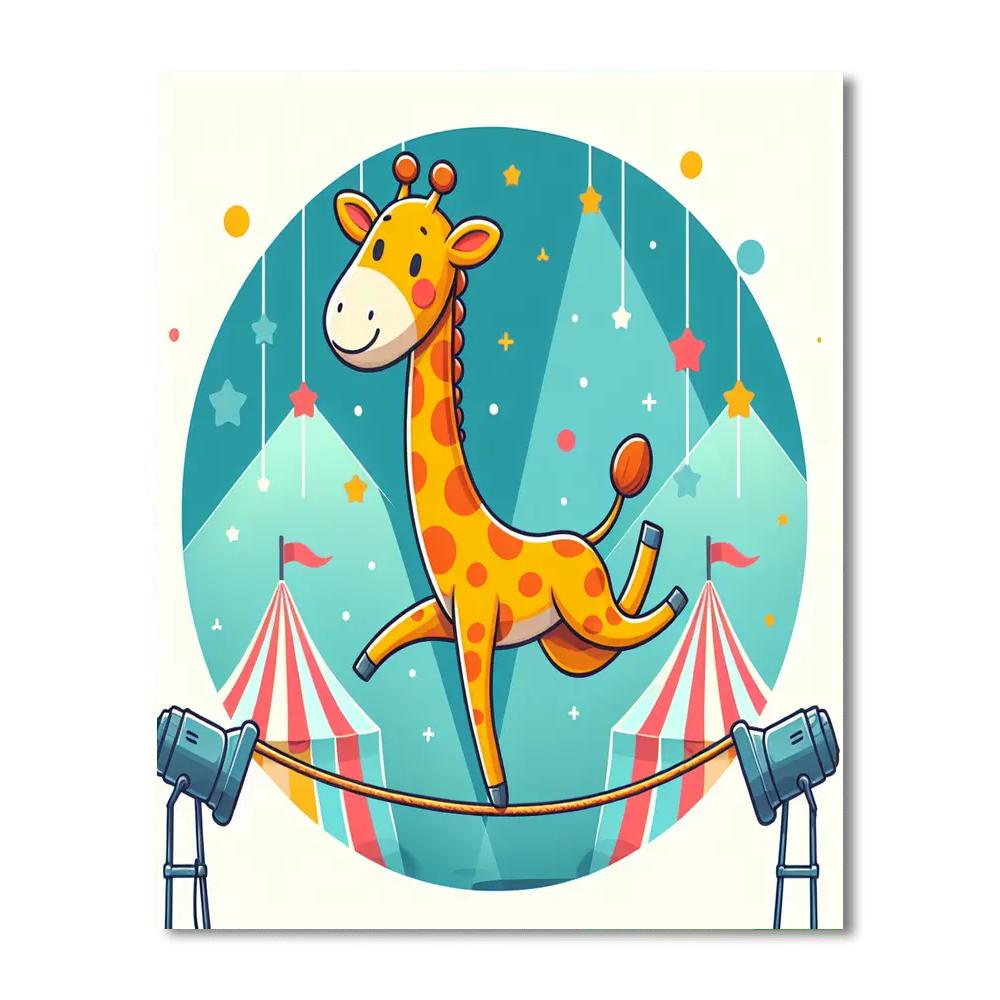 Circus Acrobat Giraffe Number Painting