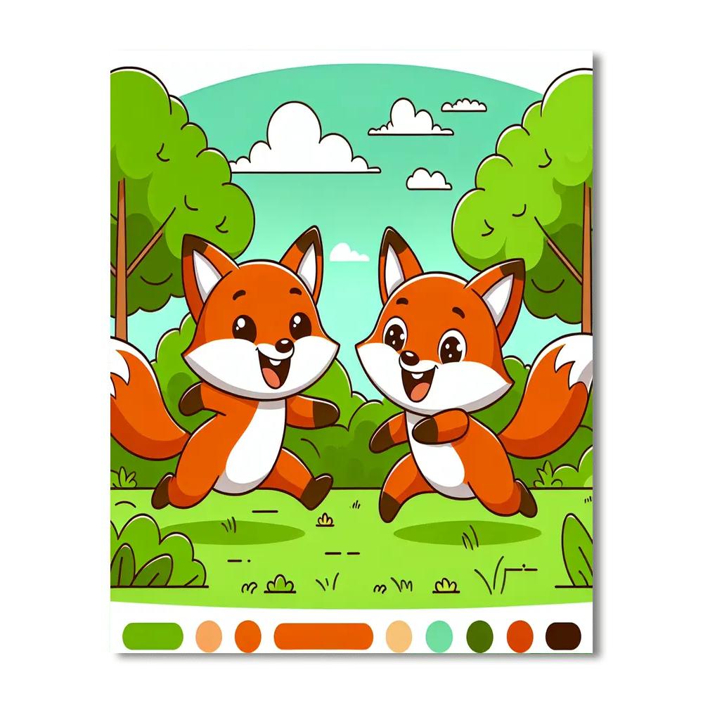 Forest Foxes Paint By Numbers Art