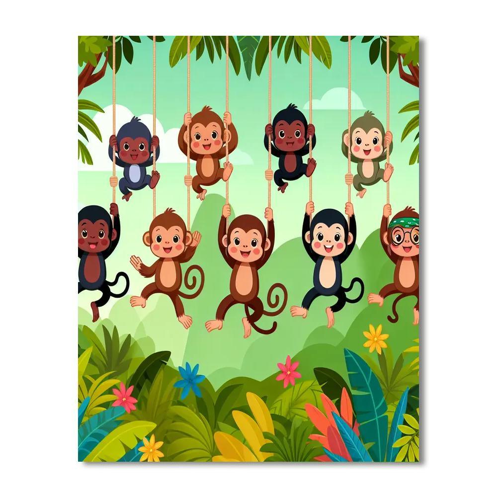 Funky Monkey Jungle Paint By Numbers