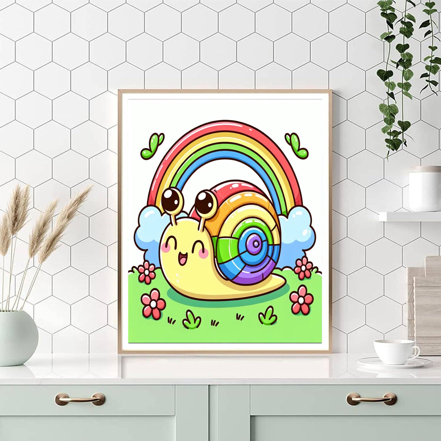 Giggling Rainbow Snail Numbered Painting Kits