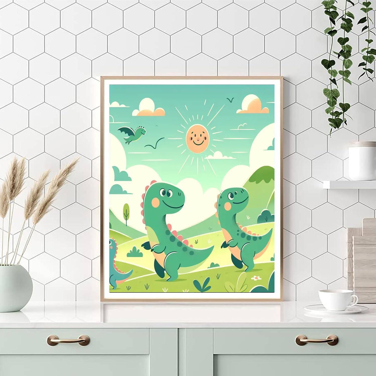 Sunny Day Dinosaurs Paint By Numbers Art