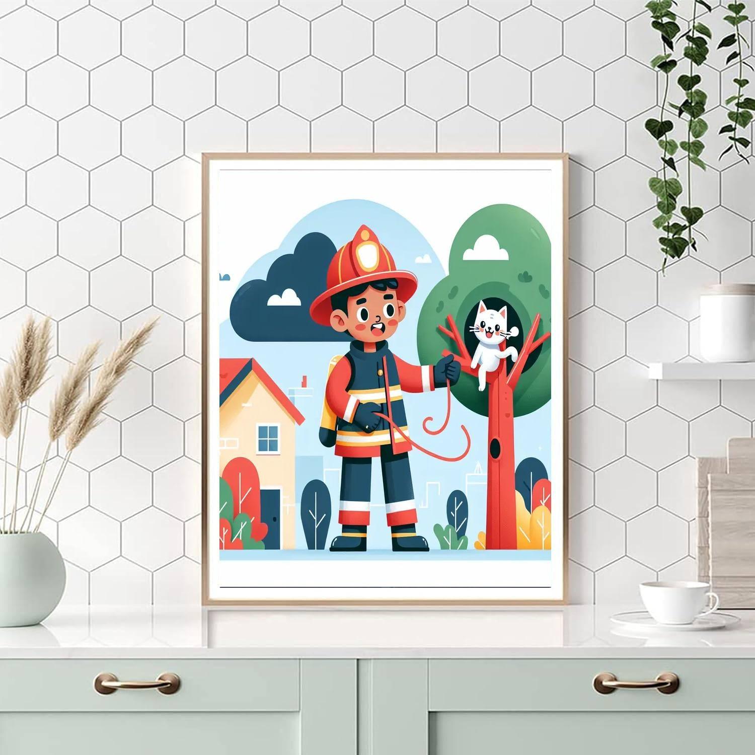 Heroic Firefighter's Rescue Paint By Number