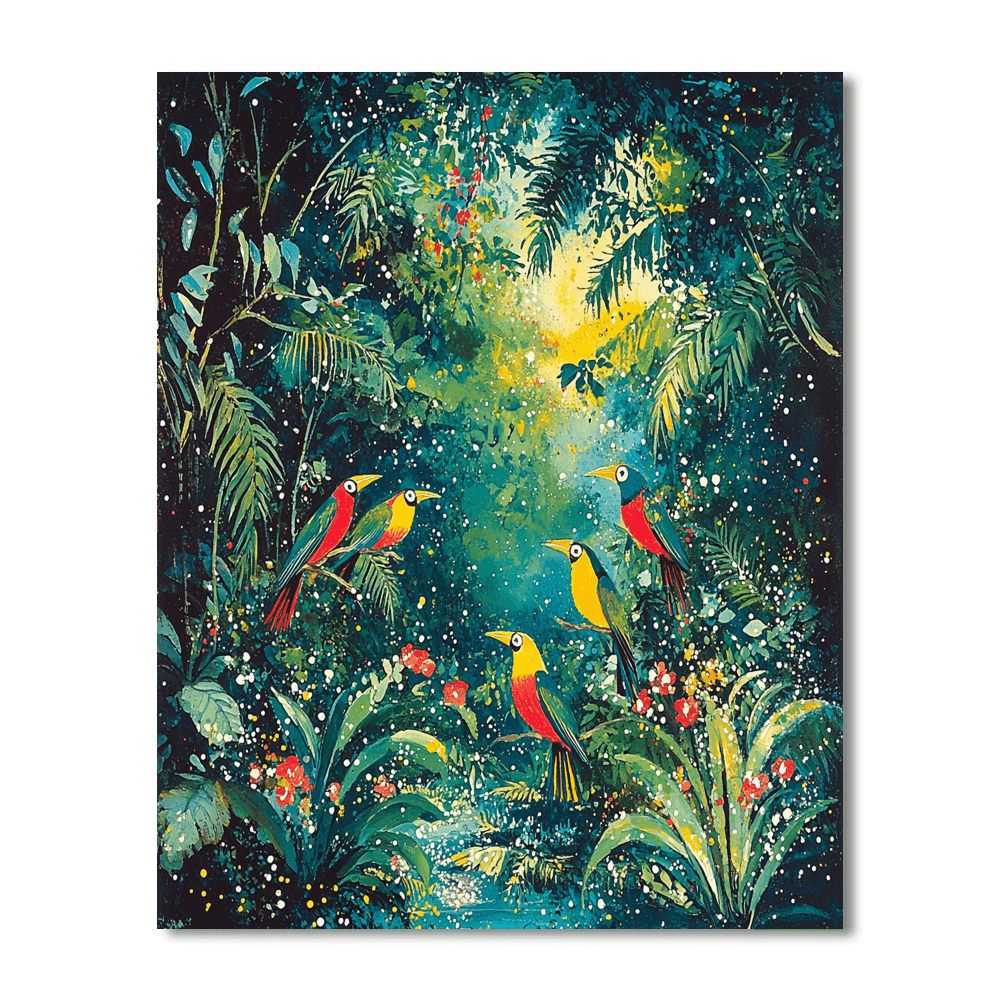 Henri Rousseau Inspired Tropical Bird Paradise  Painting By Numbers Kit